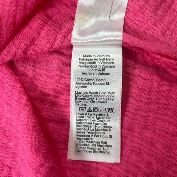 J. Crew Black Label Hot Pink 3/4 Button Gauze Top. Size Large. - Picture 7 of 7